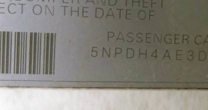 VIN 5NPDH4AE3DH363946