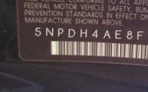 VIN 5NPDH4AE8FH623664