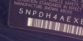 VIN 5NPDH4AEXEH498715