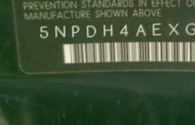 VIN 5NPDH4AEXGH718230