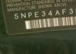 VIN 5NPE34AF3FH099416