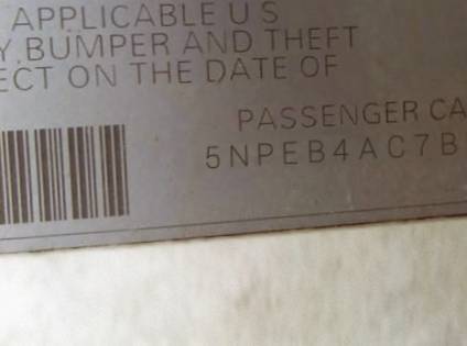 VIN 5NPEB4AC7BH206258