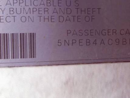 VIN 5NPEB4AC9BH044200