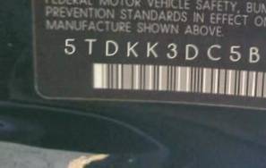 VIN 5TDKK3DC5BS066584
