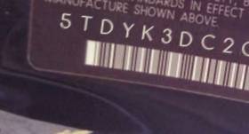 VIN 5TDYK3DC2CS264342