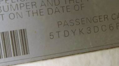 VIN 5TDYK3DC6FS575809