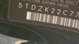 VIN 5TDZK22C77S068839