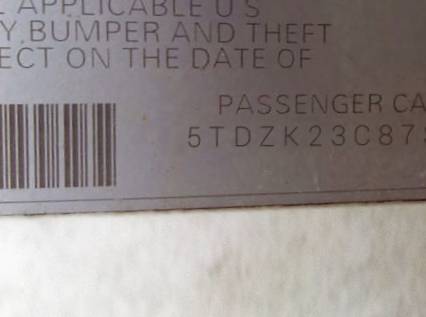 VIN 5TDZK23C87S064698
