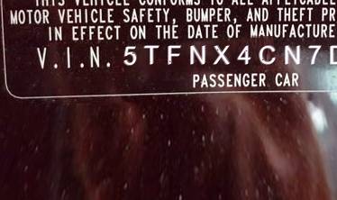 VIN 5TFNX4CN7DX022123