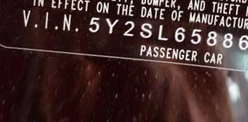 VIN 5Y2SL65886Z439503