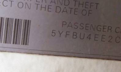 VIN 5YFBU4EE2CP059229