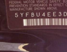 VIN 5YFBU4EE3DP110271