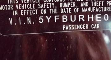 VIN 5YFBURHE0EP129015