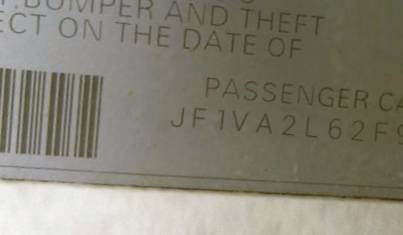 VIN JF1VA2L62F9810741
