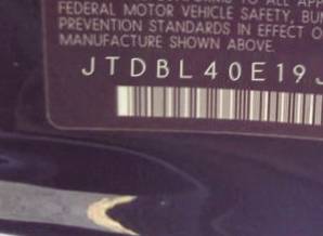 VIN JTDBL40E19J037374