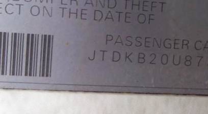 VIN JTDKB20U873232985