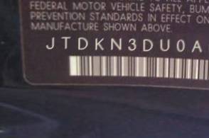 VIN JTDKN3DU0A0219597