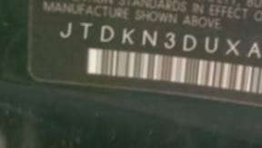 VIN JTDKN3DUXA1311357