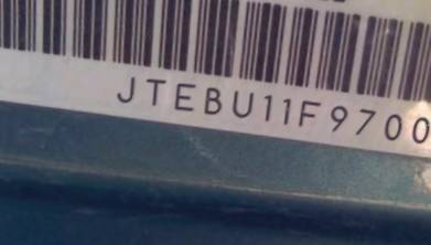 VIN JTEBU11F970012725