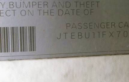 VIN JTEBU11FX70029050