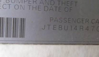 VIN JTEBU14R470110969