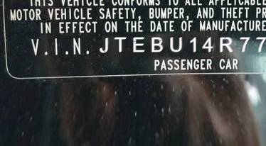 VIN JTEBU14R770109069