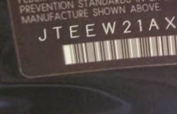 VIN JTEEW21AX60025208