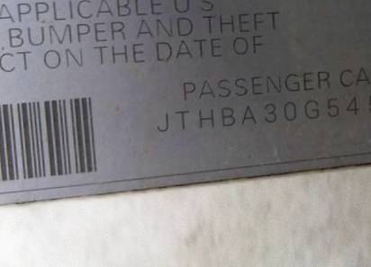 VIN JTHBA30G545022412