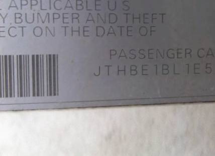 VIN JTHBE1BL1E5033184