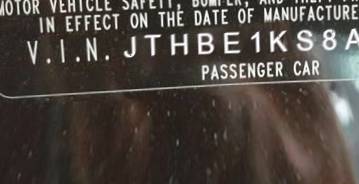 VIN JTHBE1KS8A0048912