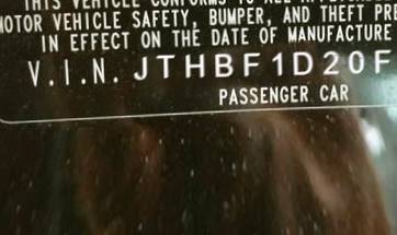 VIN JTHBF1D20F5054563