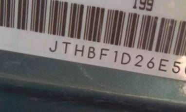 VIN JTHBF1D26E5020819