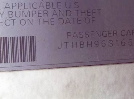 VIN JTHBH96S165039897