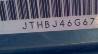 VIN JTHBJ46G672057043