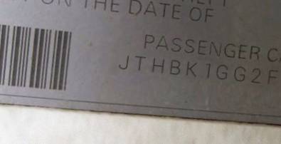 VIN JTHBK1GG2F2179391