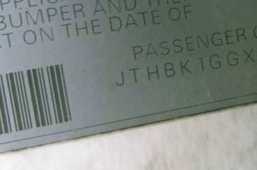 VIN JTHBK1GGXD2026318