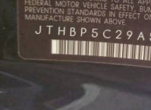 VIN JTHBP5C29A5007952