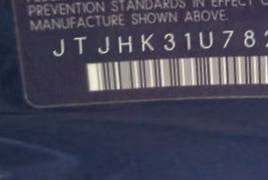 VIN JTJHK31U782850981