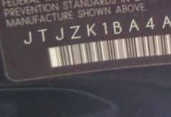 VIN JTJZK1BA4A2406265