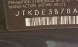 VIN JTKDE3B70A0302557