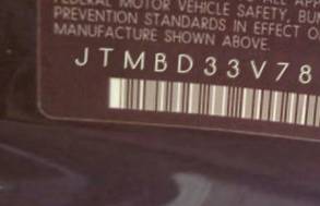 VIN JTMBD33V786060372