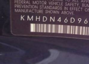 VIN KMHDN46D96U353130