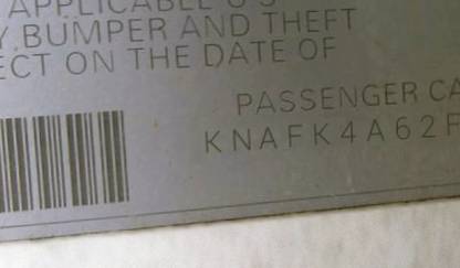 VIN KNAFK4A62F5410158