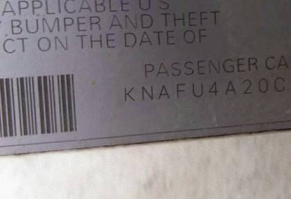 VIN KNAFU4A20C5494158