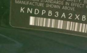VIN KNDPB3A2XB7062882