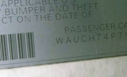 VIN WAUCH74F79N023298