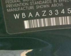 VIN WBAAZ33455KW75572