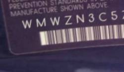 VIN WMWZN3C57CT134604