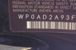 VIN WP0AD2A93FS166737