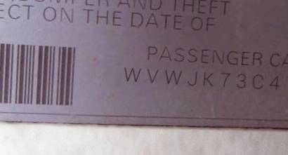 VIN WVWJK73C47P001926